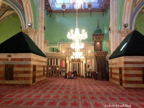Inside Masjid el-Khalil. Tombs of Prophet Isaaq and his wife Rifaqah (peace be upon them both)